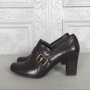 Franco Sarto Brown Leather Slip On Dress Shoes